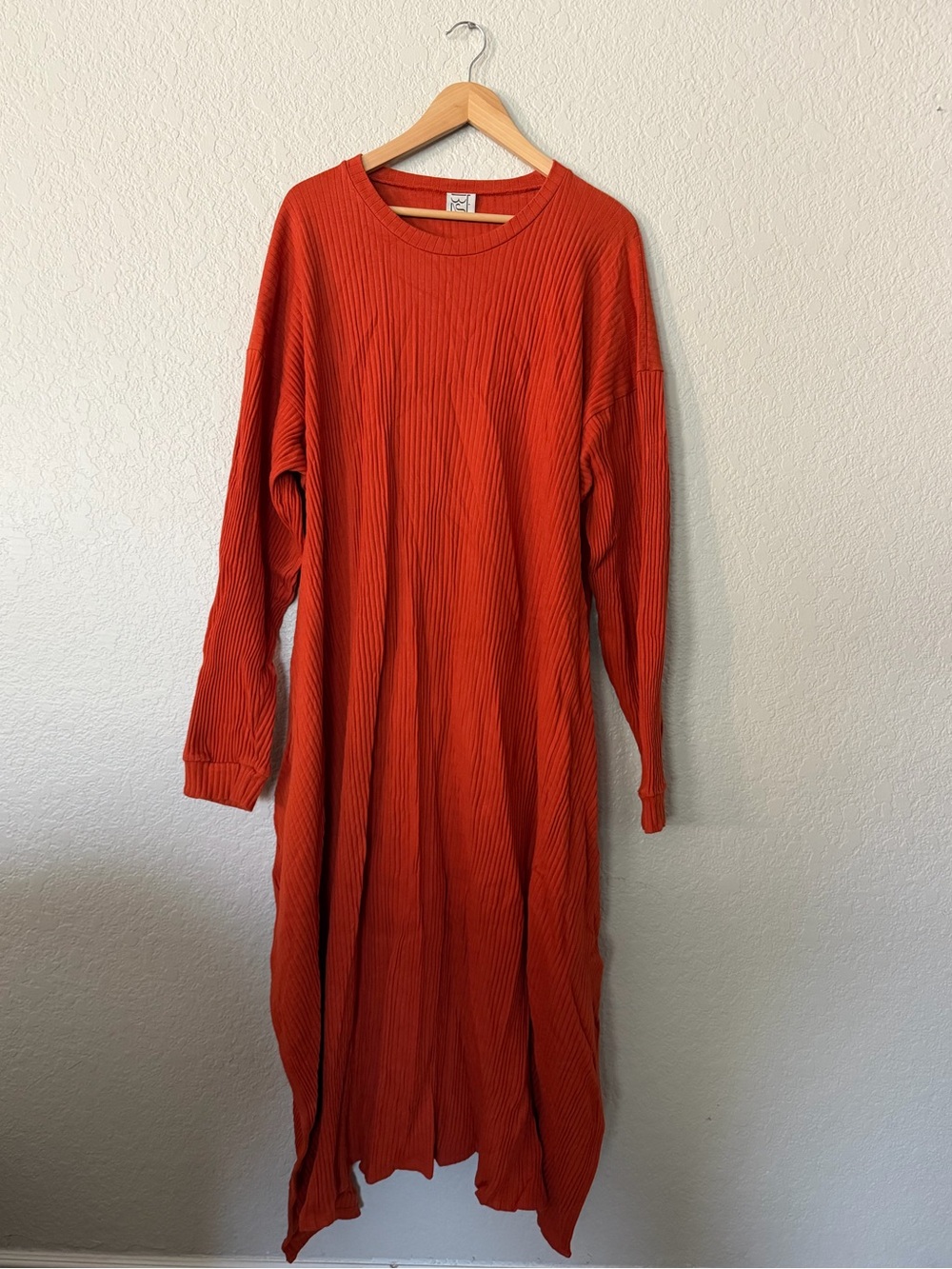 Baserange Shaw Kaftan Garmentory Ribbed Opia Burnt Orange Long Sleeve Dress O/S